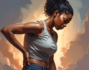 Woman in tank top and jeans