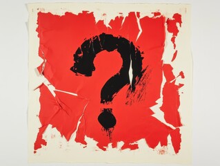 A question mark is shown on ripped red paper against a white background.
