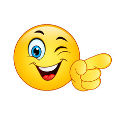 Winking Smiley Face Emoji Pointing Right Hand Vector Graphics