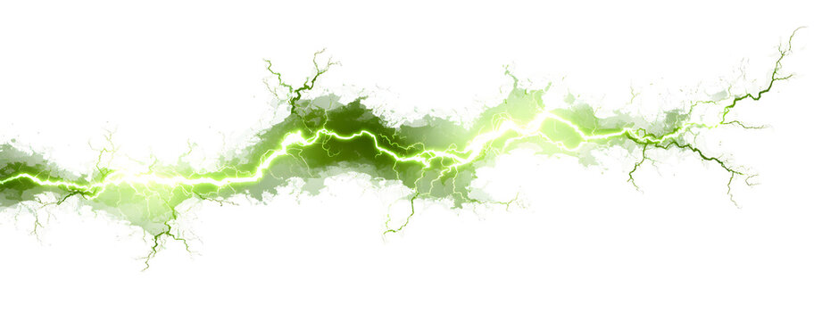 Electric green line border fractal sci-fi crack dynamic art digital abstract. Isolated on transparent background.

