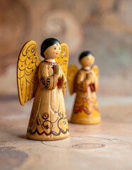 Wooden angel figurines