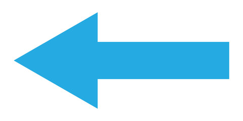 Blue isolated arrowhead icons on white background. Simple abstract pointing vector icons on white page. left side arrowhead icon. Bold arrow-head icons set. 