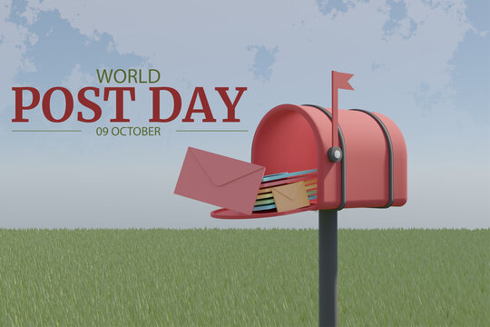 World post Day 3d render banner design, clean and modern style on white background, perfect for posters, flyers, and digital use illustration - Powered by Adobe