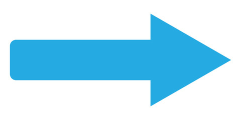 Obraz premium Blue isolated arrowhead icons on white background. Simple abstract pointing vector icons on white page. Right side arrowhead icon. Bold arrow-head icons set. 