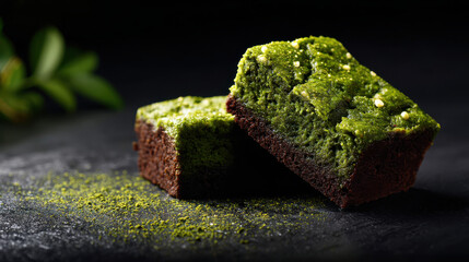 Delicious matcha brownie concept featuring rich chocolate and vibrant green layers, perfect for dessert lovers seeking unique flavors
