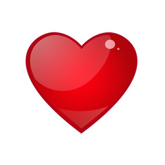 Glossy Red Heart Icon with 3D Highlight – Love and Emotion Symbol on Transparent Background