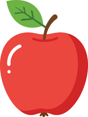 Vibrant illustration of a fresh red apple with a green leaf