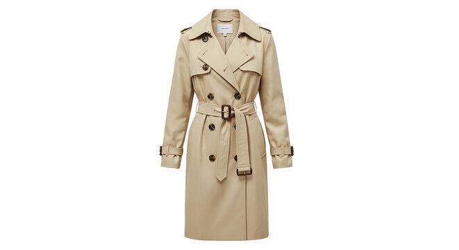 female fashion coat crame trasparant background - Powered by Adobe