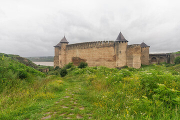 View of the fortress walls of the fortress Khotyn. Ukraine