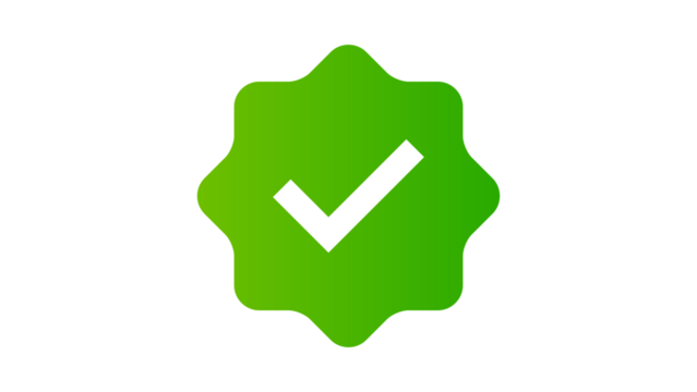 Green filled tick icon, check mark correct approve success solid vector