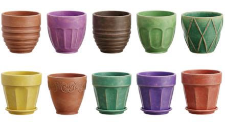 set of ceramic vases transparant background