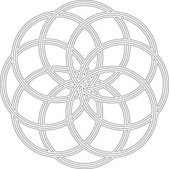 Circle overlapping icon with geometry pattern