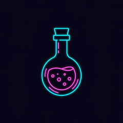 Neon potion bottle with colorful liquid symbolizing Halloween  