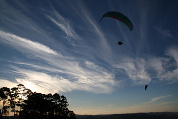 paragliding in the sunset