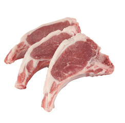 Fresh pork bones slices cut out isolated transparent background