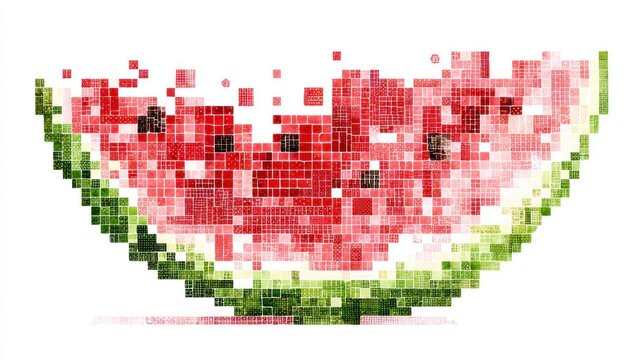 Pixelated watermelon slice graphic