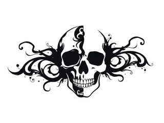 Contemporary and Bold: This New Silhouette of a Skull Showcases a Unique, Modern Art Design on a Transparent Background.