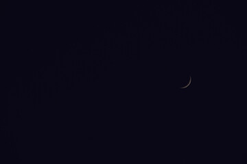 Moon light on sky. Moon in the galaxy.