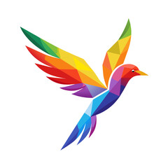 Colorful geometric bird in flight
