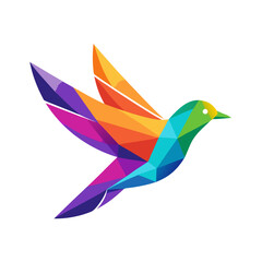 Colorful geometric bird in flight abstract design