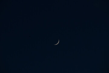 Moon light on sky. Moon in the galaxy.