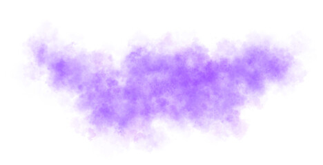 Violet smoke cloud on transparent background spreading horizontally in the air with soft texture and realistic motion