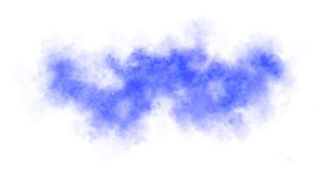 Blue smoke cloud on transparent background spreading horizontally in the air with soft texture and realistic motion
