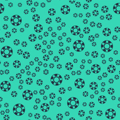 Fototapeta premium Black Casino chips icon isolated seamless pattern on green background. Casino gambling. Vector