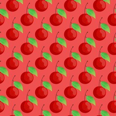 cherry, fruit, illustration, red, juicy, food, ripe, freshness, leaf, nature, berry, summer, watercolor, watercolor painting, organic, sweet, ribbon, cut out, bow, elegant, wet, bright, healthy eating