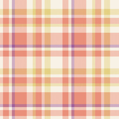 Newborn background check texture, diagonal pattern fabric tartan. Expressive plaid textile seamless vector in old lace and red colors.