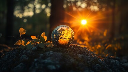 Sunrise casts warm light on Earth, showcasing beauty of a new day among natural scenery