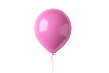 A Simple yet Striking Image of a Vibrant Pink Balloon on transparent background, Evoking Feelings of Celebration and Joyful Memories