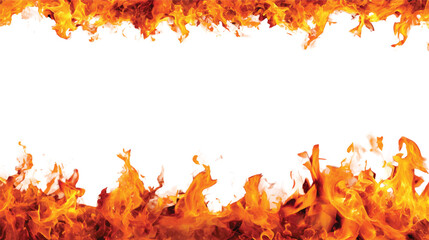 A vibrant flame border with bright orange and yellow fire against a white background
