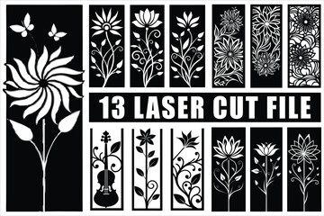 Elegant floral laser cut files for decorative panels