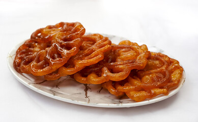 Indian most popular traditional sweet called Jalebi an Indian dessert made during festivals and celebrations in India.