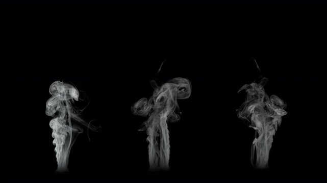 Super Slow Motion Collection of Slowly Rising Smoke, Isolated on Black Background at 1000fps.