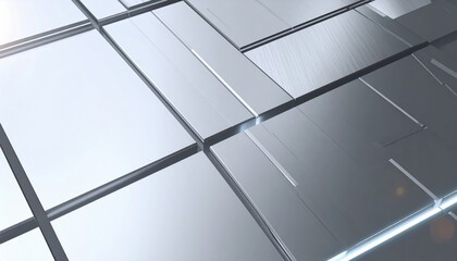 Sleek metallic grid pattern with subtle lighting creating a modern, abstract background for technology, data, or corporate themes