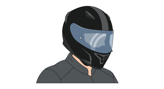 Illustration showcasing a biker wearing a sleek black helmet for safety and style on the road experience