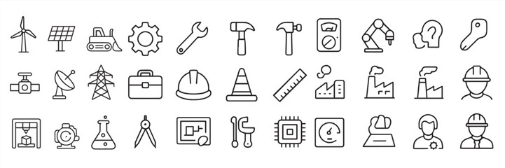 Icon set of Industry related and its equipment all icons set. editable vector illustration.