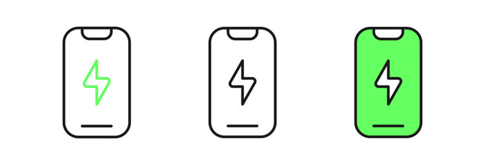 Set line Smartphone, mobile phone icon isolated on white background. Vector