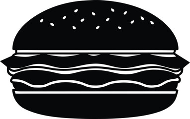 delicious hamburger silhouette, burger vector art