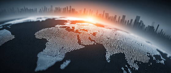 Digital Globe with Financial Data and Charts