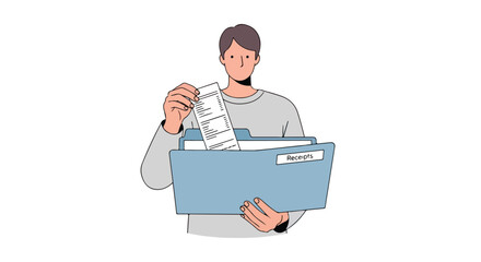 Person meticulously organizing financial records in a file folder, emphasizing financial management and documentation for accounting purposes