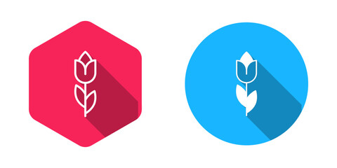 Filled and outline Flower tulip icon isolated with long shadow background. 8 March. International Happy Women Day. Vector