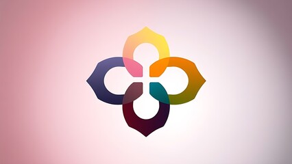 Abstract teamwork concept with interlocking geometric shapes on gradient.