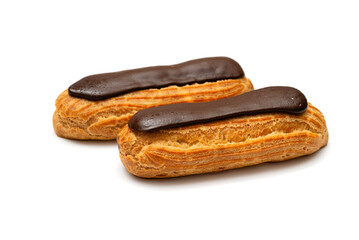 French eclairs on a white background