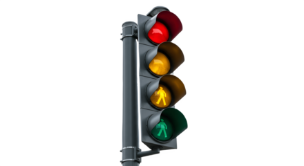 Road traffic lights on city street, red yellow green signal for vehicles and pedestrians, urban transportation safety control system, stop and go regulation, highway rules, driving and traffic managem