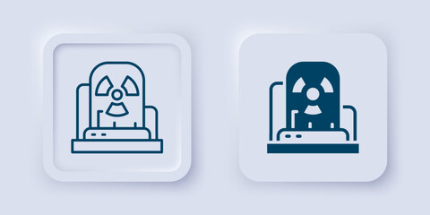 Fototapeta premium Filled and outline Radioactive warning lamp icon isolated on grey background. Square button. Vector