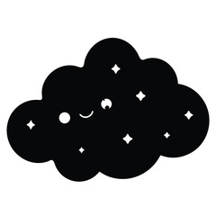 Cute Smiling Cloud with Stars Illustration for Childrens Designs and Art
