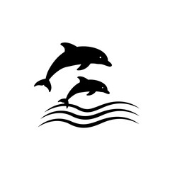 Obraz premium dolphin vector illustration silhouette swimming in the ocean water